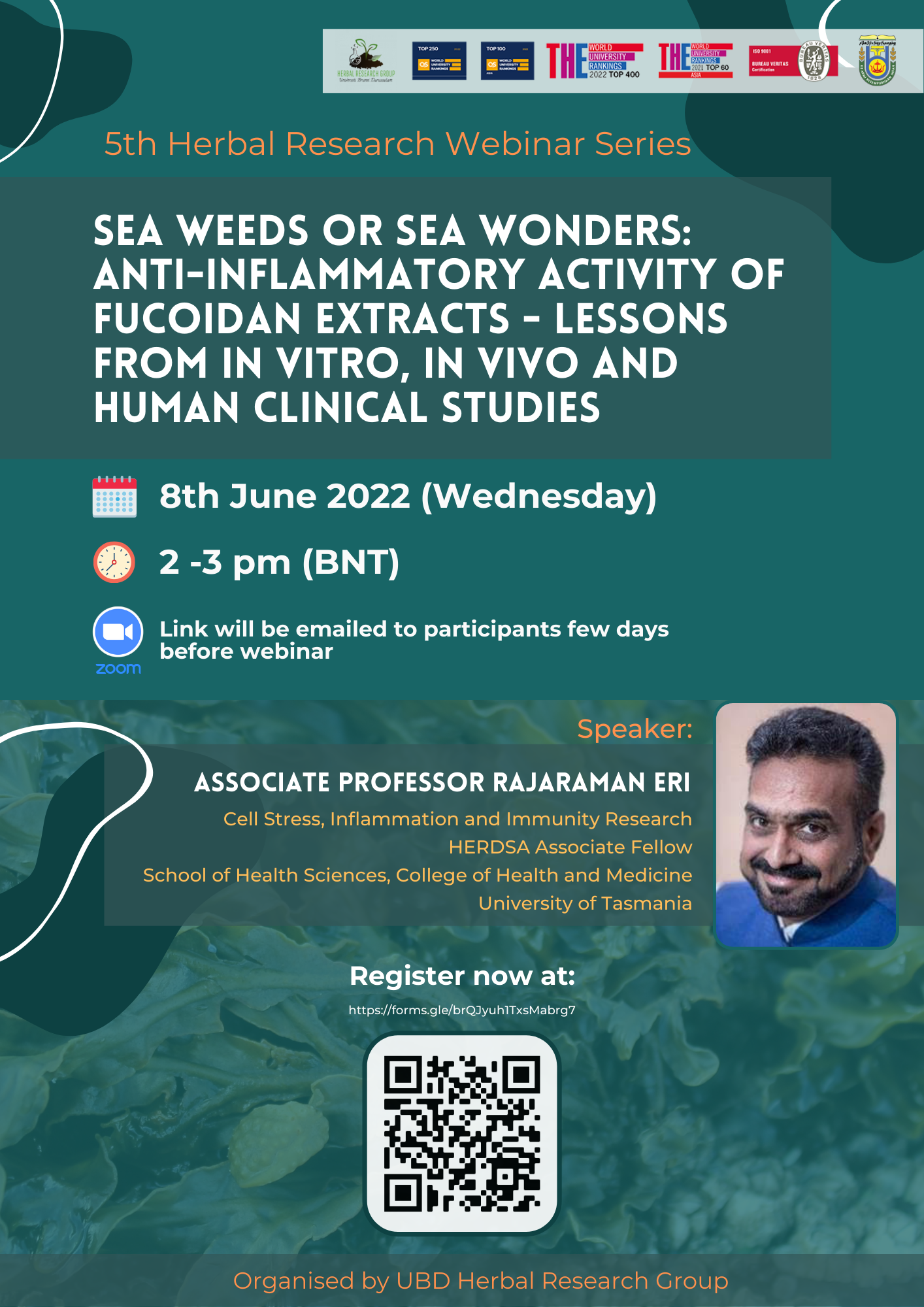 5th Herbal Research Webinar Series 2022 “sea Weeds Or Sea Wonders Anti Inflammatory Activity Of